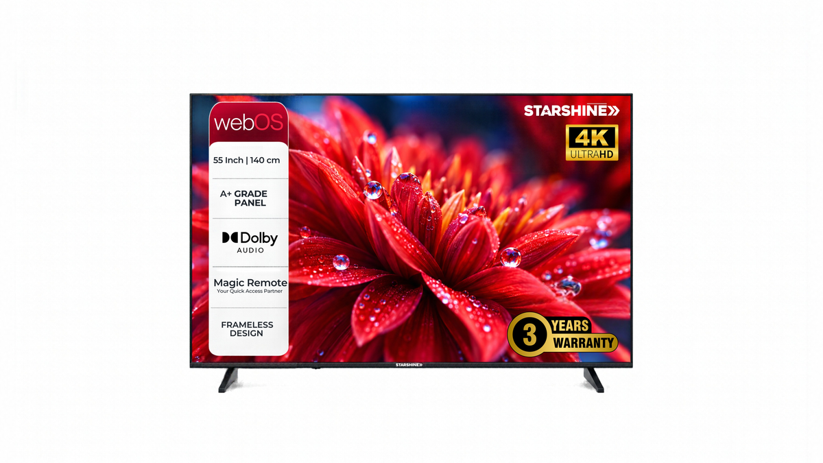 Starshine 139 cm (55 Inches) SMART LED TV | ATPL-5500 (Black) 3 Years Warranty