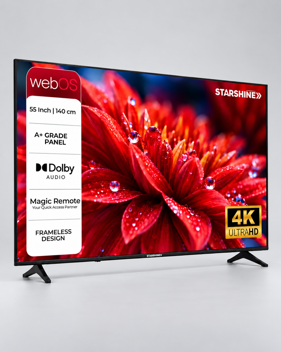 Starshine 139 cm (55 Inches) SMART LED TV | ATPL-5500 (Black) 3 Years Warranty