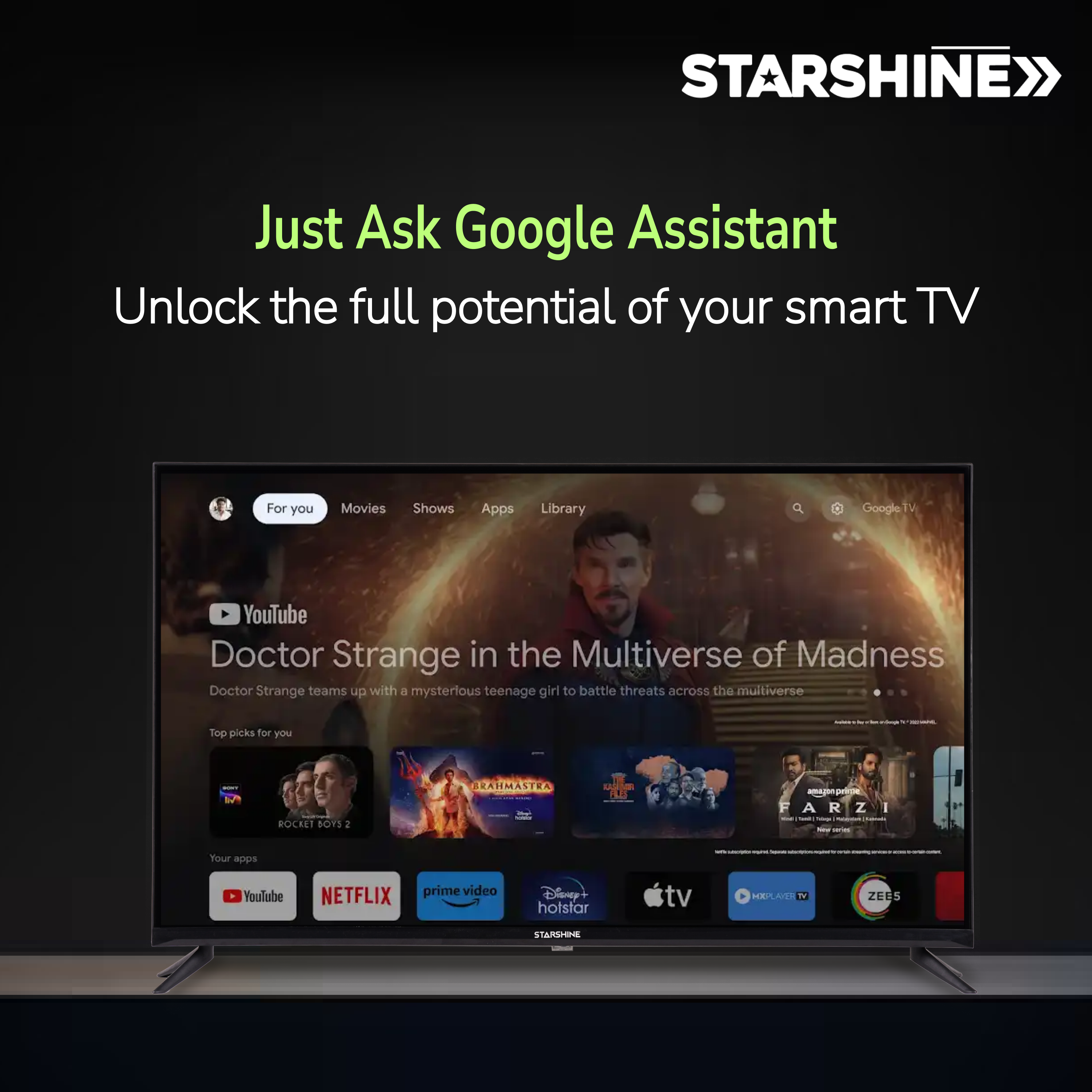 Starshine 127 cm (50 Inches) SMART LED TV | ATPL-5800 (Black) 3 Years Warranty