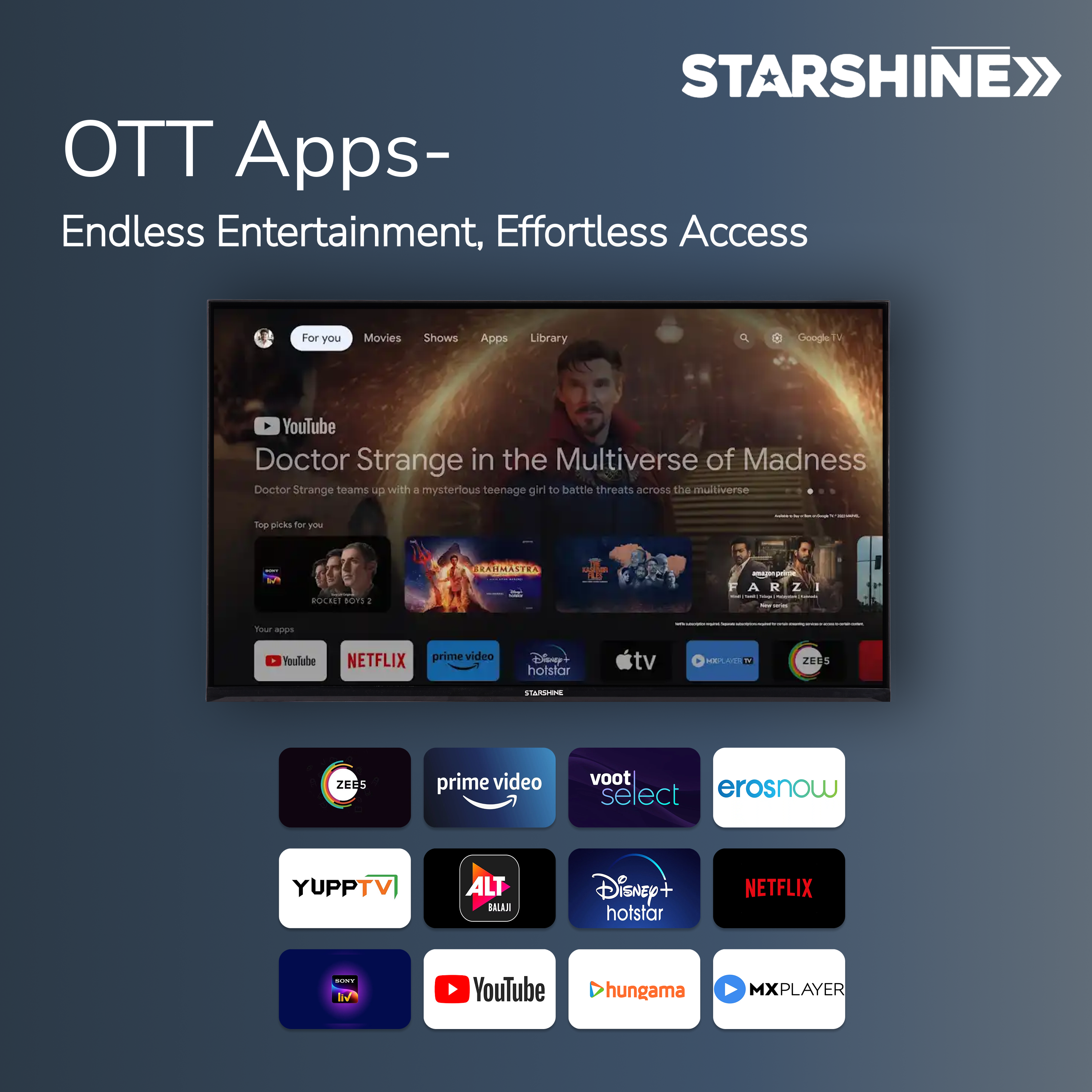 Starshine 127 cm (50 Inches) SMART LED TV | ATPL-5800 (Black) 3 Years Warranty