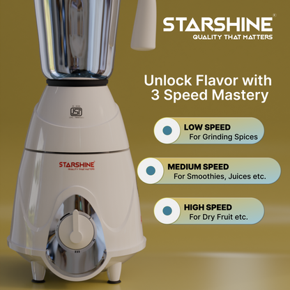 Starshine Aura 750W Mixer Grinder, 3 Jars (White)