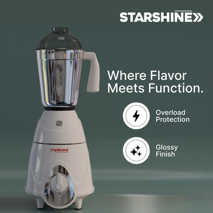 Starshine Aura 750W Mixer Grinder, 3 Jars (White)