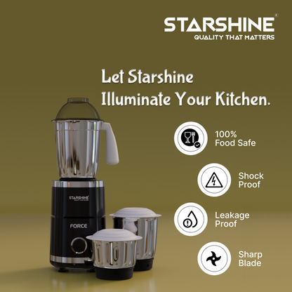 Starshine Force 550W Mixer Grinder, 3 Jars (Black)