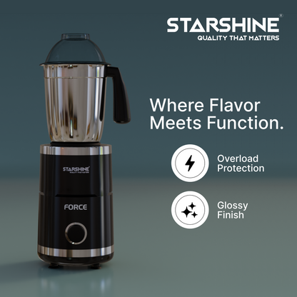 Starshine Force 550W Mixer Grinder, 3 Jars (Black)