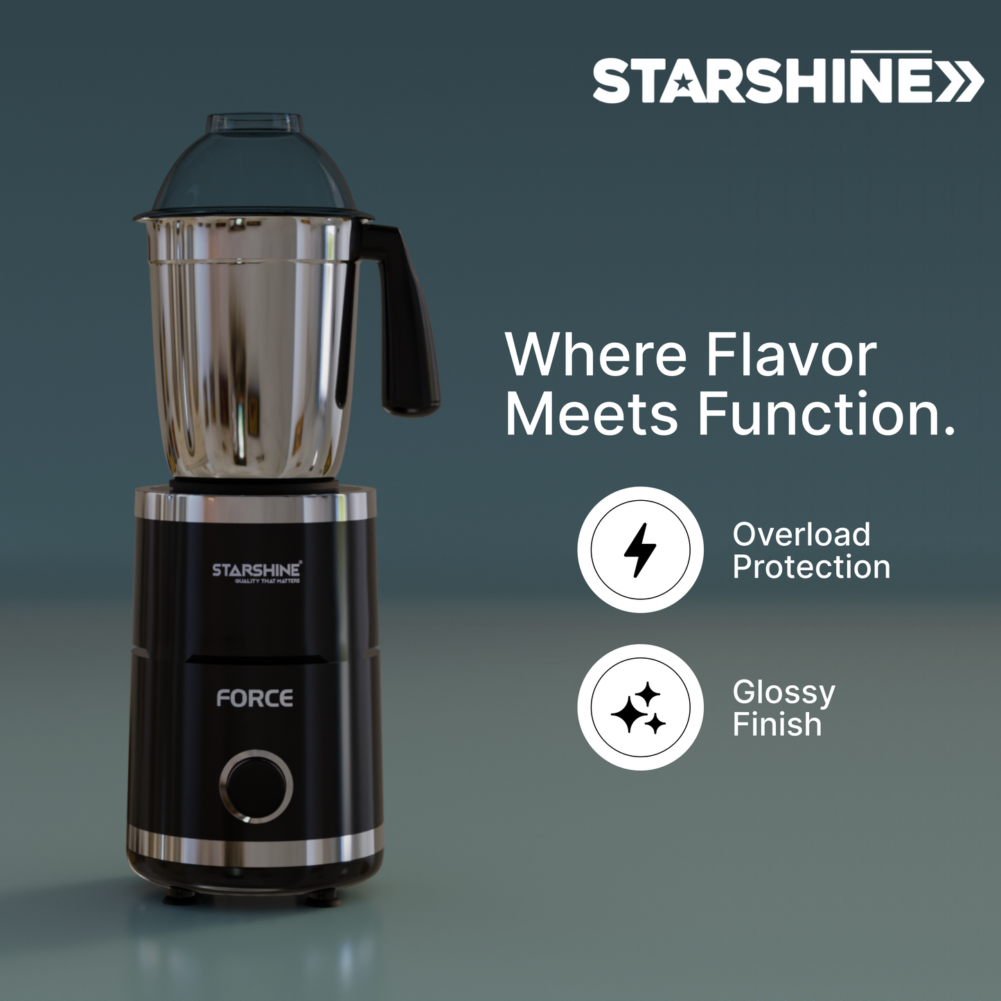 Starshine Force 550W Mixer Grinder, 3 Jars (Black)