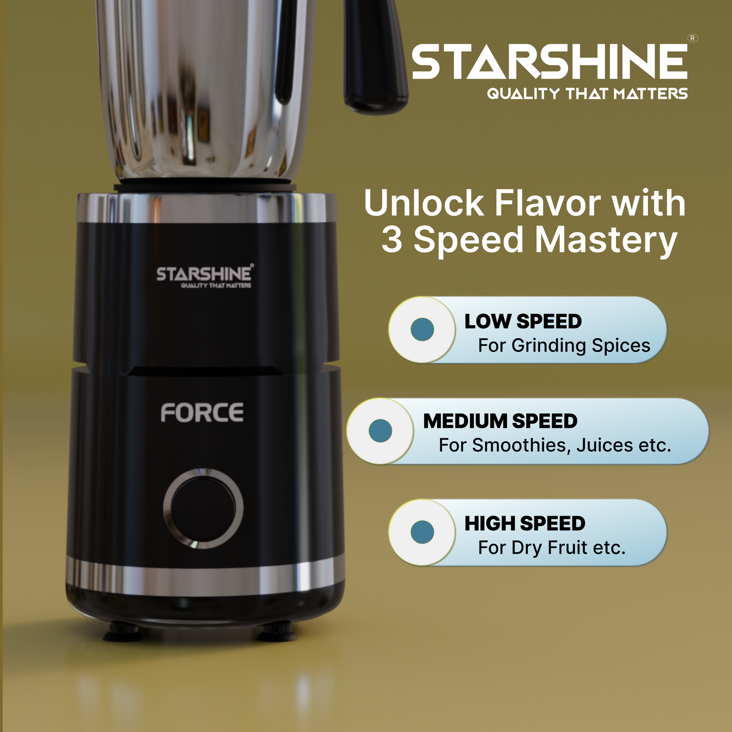 Starshine Force 550W Mixer Grinder, 3 Jars (Black)