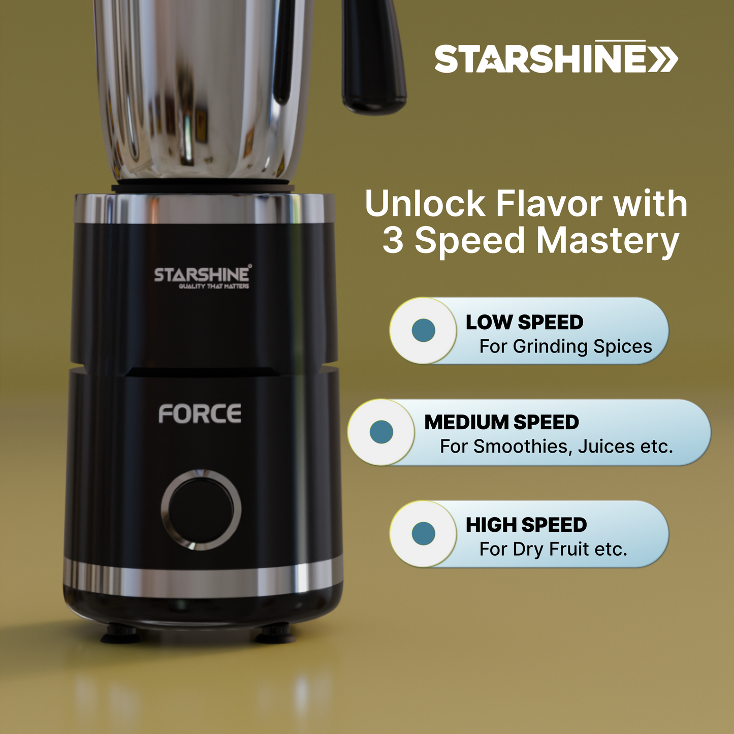 Starshine Force 550W Mixer Grinder, 3 Jars (Black)