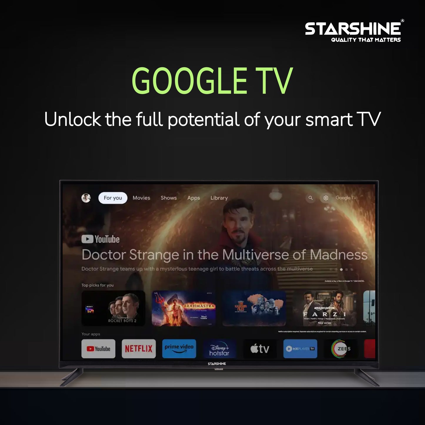 Starshine 108 cm (43 Inches) GOOGLE LED TV ATPL-3400 (Black) 3 Years Warranty