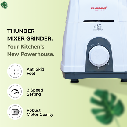 Starshine Thunder 1150W Mixer Grinder, 3 Jars (White)