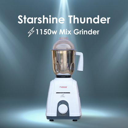 Starshine Thunder 1150W Mixer Grinder, 3 Jars (White)