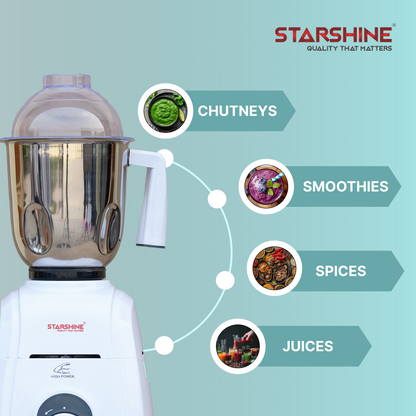 Starshine Thunder 1150W Mixer Grinder, 3 Jars (White)