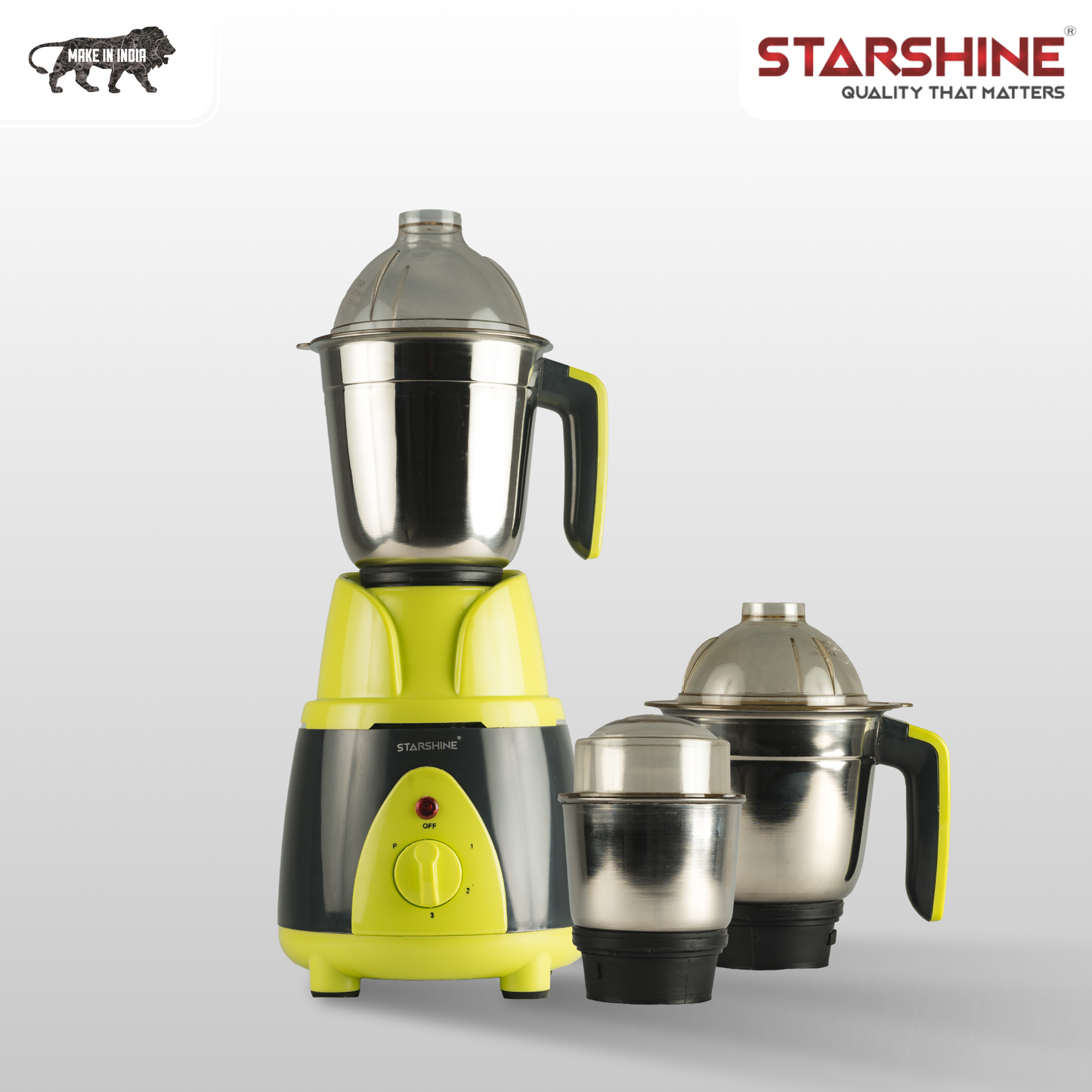 Starshine Turbo 650W Mixer Grinder, 3 Jars (Green)