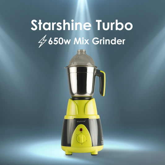 Starshine Turbo 650W Mixer Grinder, 3 Jars (Green)