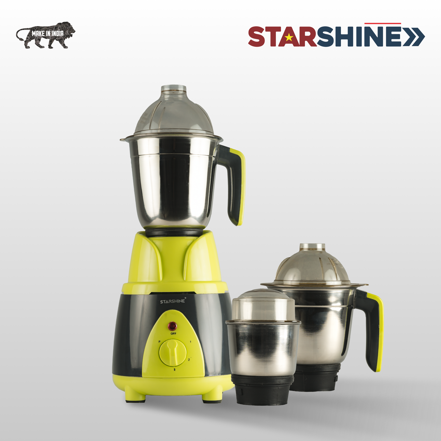 Starshine Turbo 650W Mixer Grinder, 3 Jars (Green)