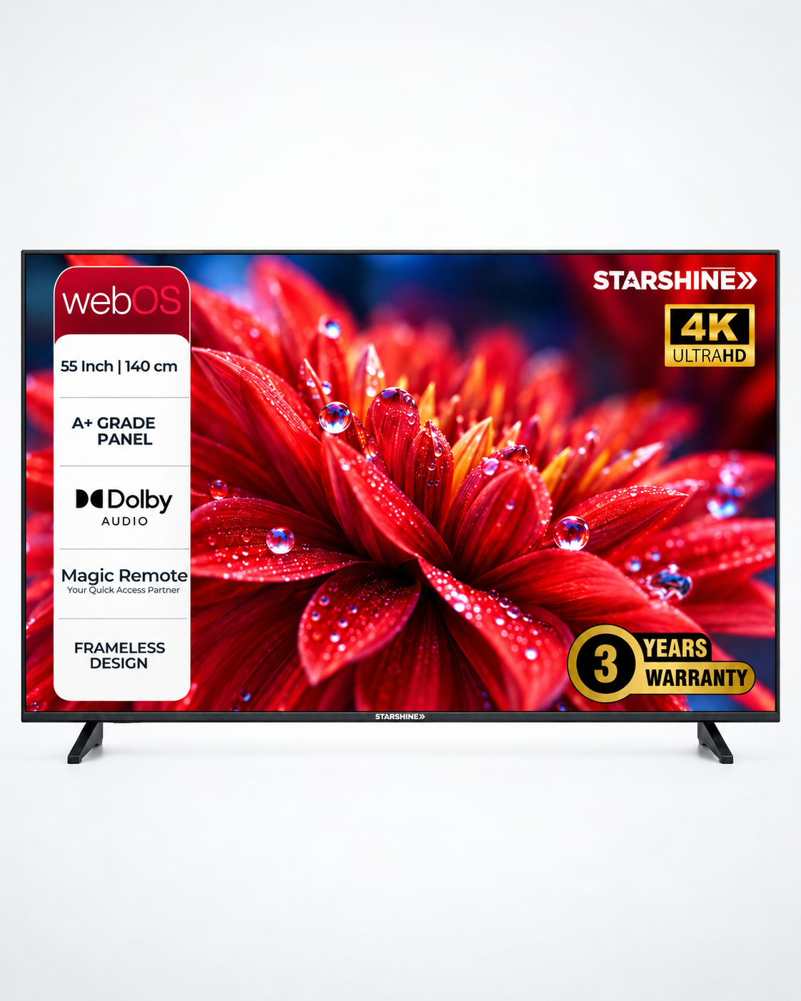 Starshine 139 cm (55 Inches) SMART LED TV | ATPL-5500 (Black) 3 Years Warranty