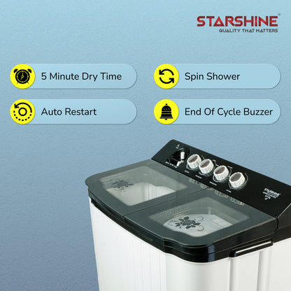 Starshine 9 Kg Semi-Automatic Top Loading Washing Machine