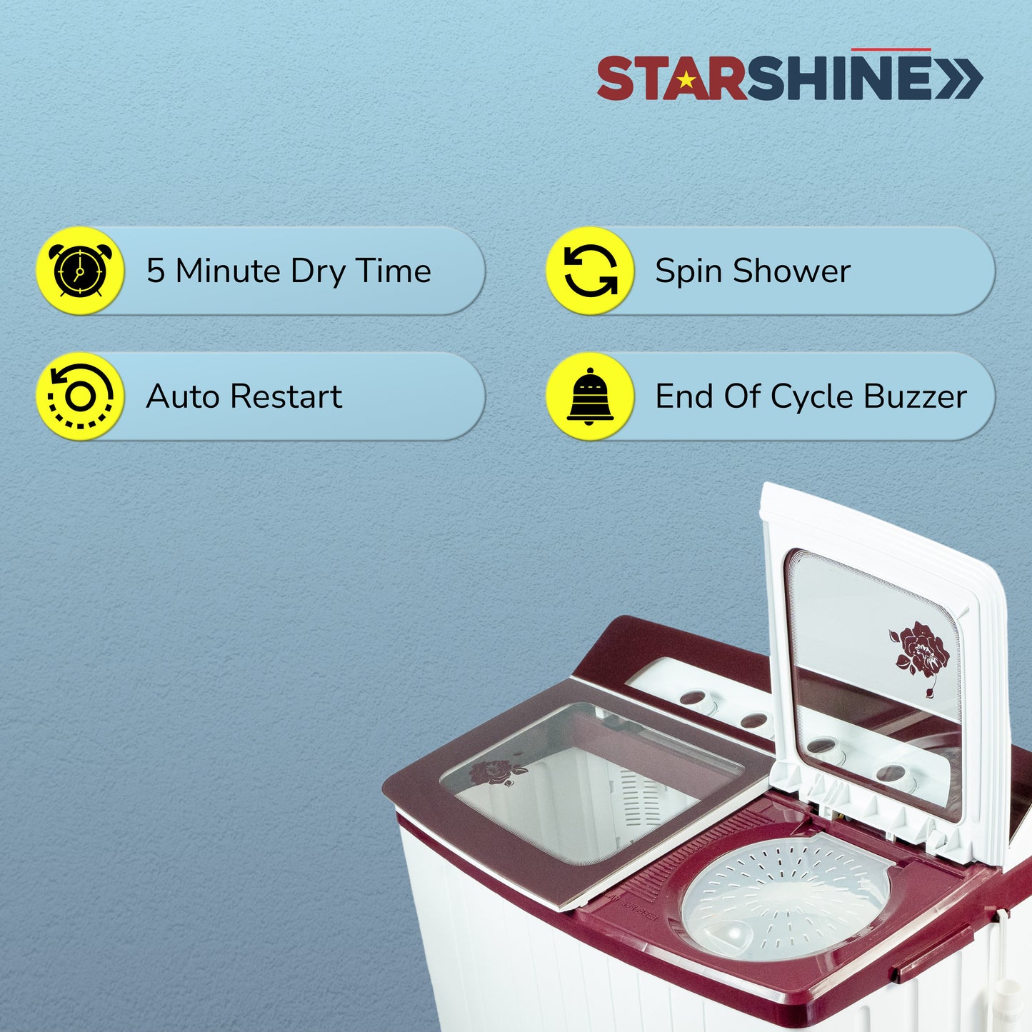 Starshine 8 Kg Semi-Automatic Top Loading Washing Machine