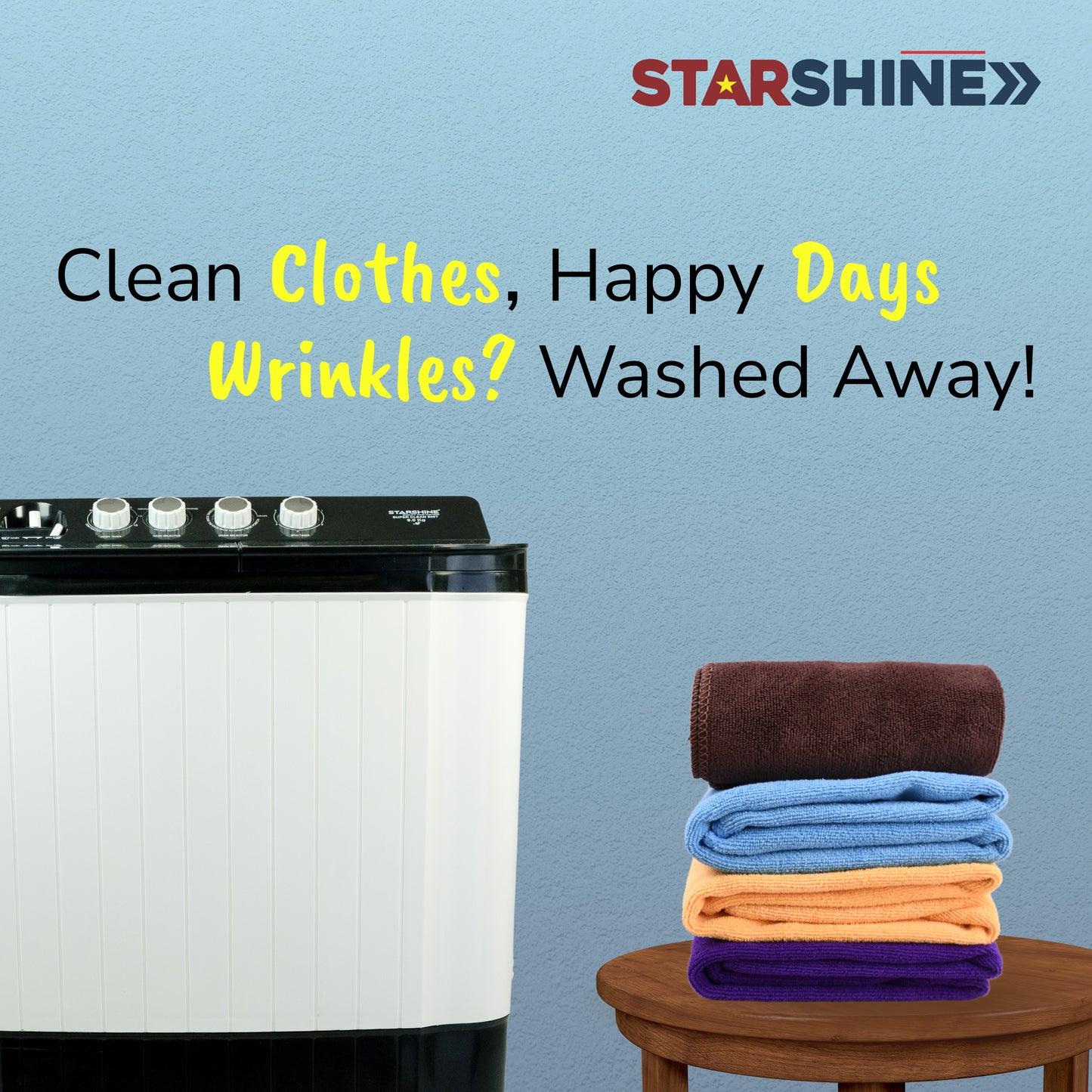 Starshine 9 Kg Semi-Automatic Top Loading Washing Machine