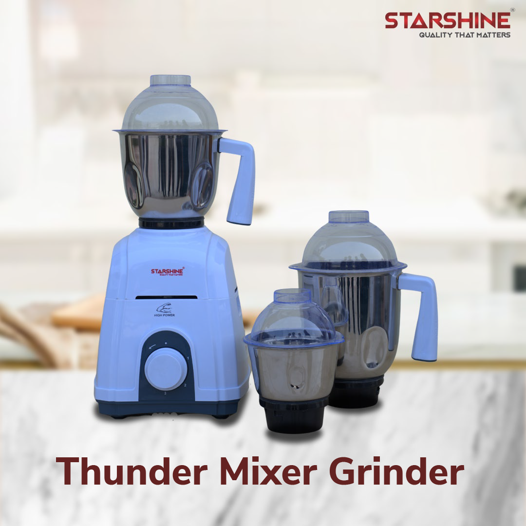Starshine Thunder 1150W Mixer Grinder, 3 Jars (White)